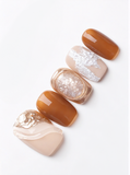 Autumn Butterscotch: Luxe Gold & Marble Nails Set