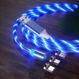 Luminous Data Flow Charging Cable with 3 types of Magnetic Replaceable Connectors